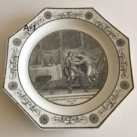 19世紀前半　クレイユ　デザートプレート　オクトゴナル　グリザイユ　ランクA　１ー５
