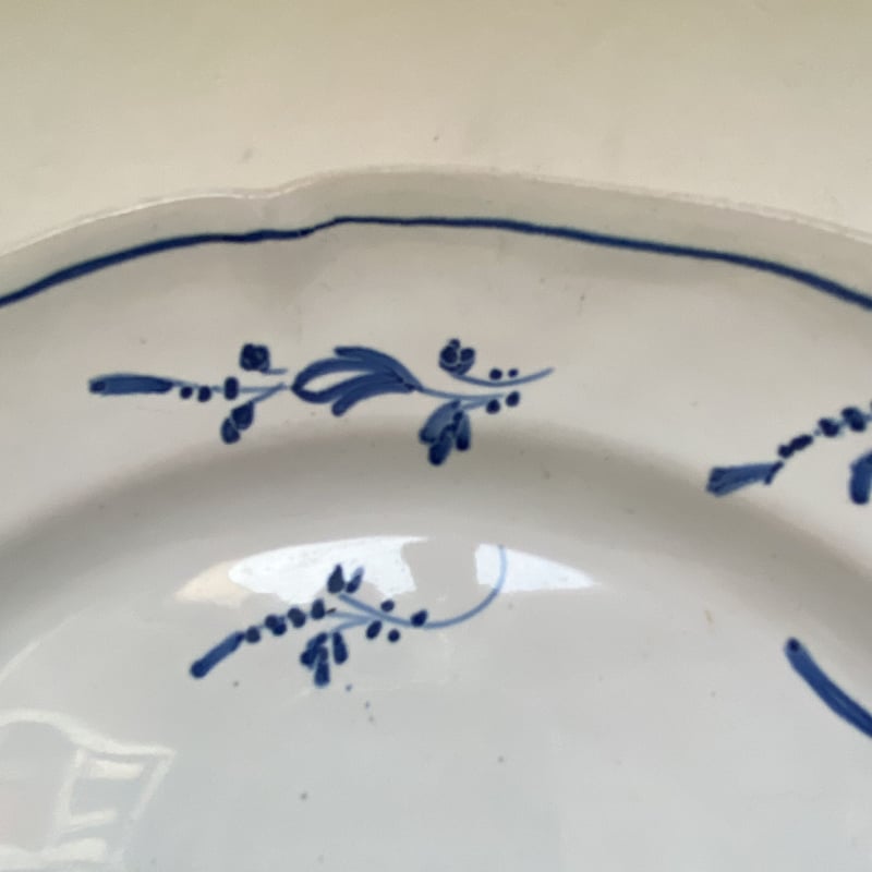 フランス　ビンテージ　PORCELAINE DE PARIS ブルーバード 18世紀後半 シャンティイ ブリンデル・ブルー ディナープレート 陶器