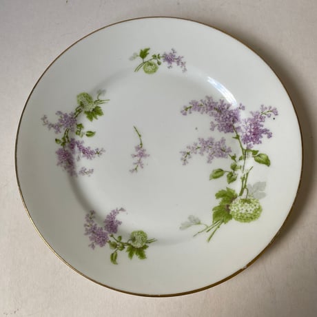 1900年代　リモージュ　J.B.T et cie 　ベルポー　デザート・プレート　リラとブール・ド・ネージュ柄　1−１２