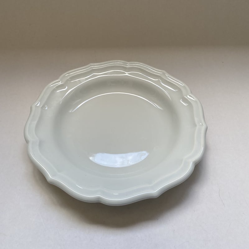 1960年代 ジアン 花リム スーププレート 白い陶器 | campagne à