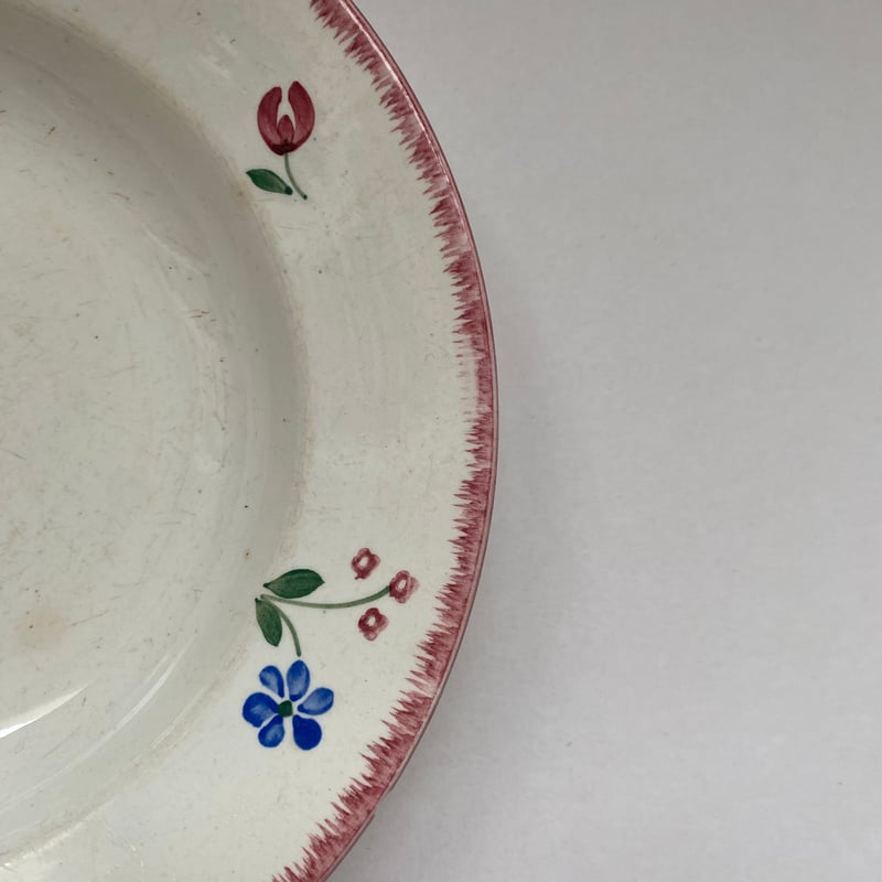 フランスアンティークバドンヴィレースーププレート鳥花