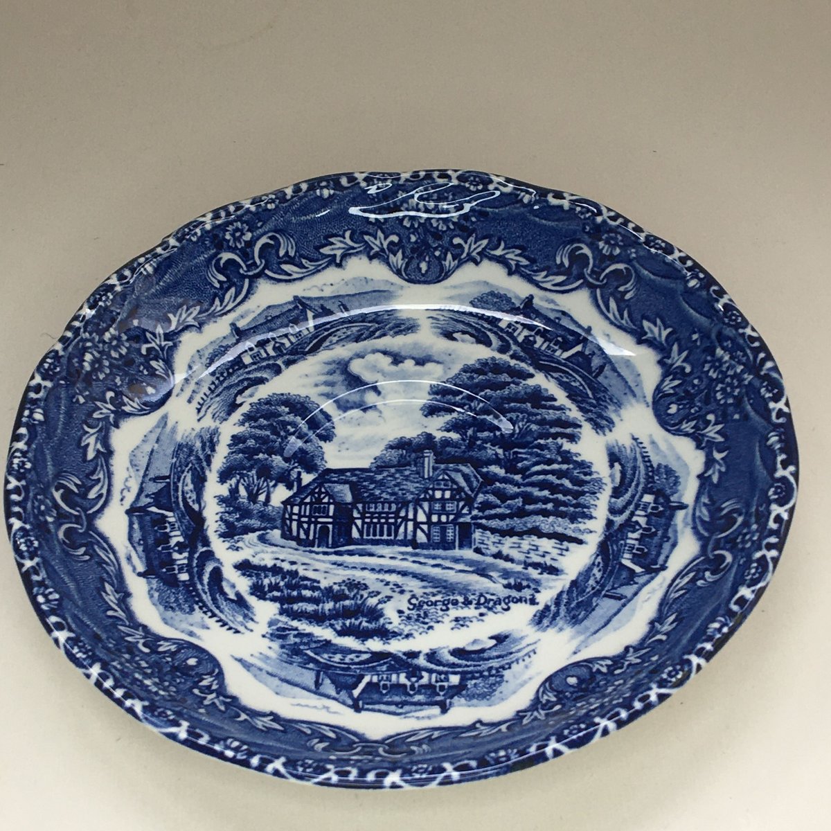グリンドレー カップ＆ソーサー 風景画 ブルー 3点セット