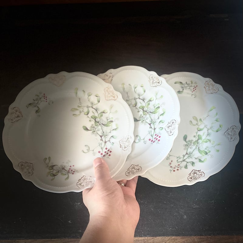 20世紀後半 プラ・ア・ガトー、デザート・プレート ヤドリギ柄 磁器