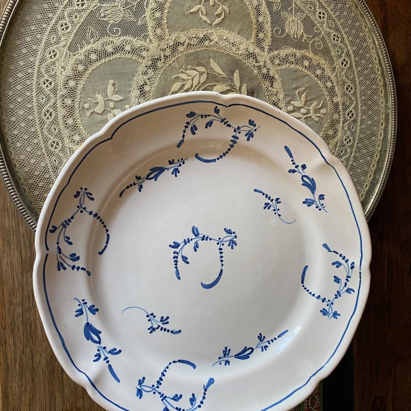 18世紀後半 シャンティイ ブリンデル・ブルー ディナープレート 陶器
