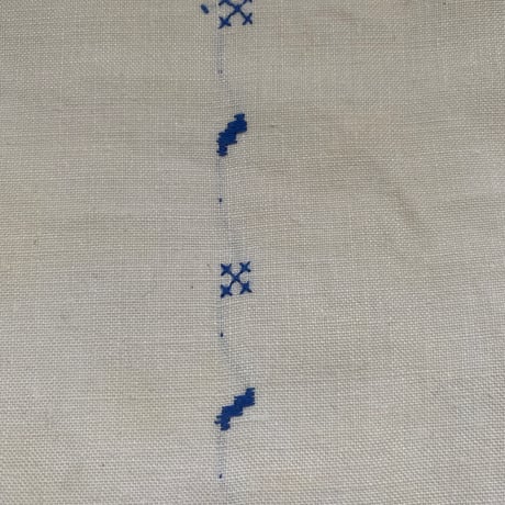20世紀前半　プチ・ナップとセルヴィエット　セット　メティス　ブルーの刺繍