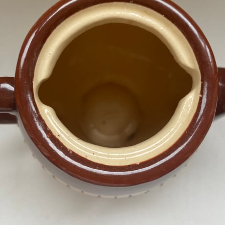1930年代　リュネヴィル？　ティーセット　ショコラショー色　チェック