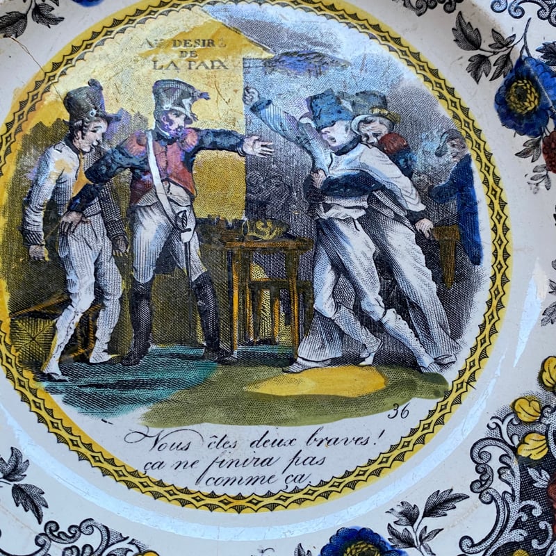 クレイユモントロー グリザイユ 絵皿3枚組 アンティーク 皿 フランス