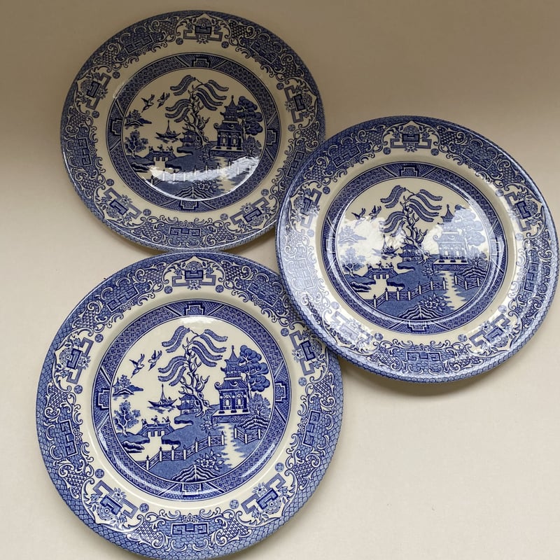 20世紀後半 イギリス製 ブルーウィロー ディナー・プレート 1ー3