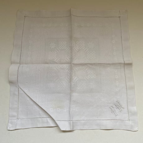 20世紀前半　セルヴィエット　メティス　イニシャルFN 　刺繍　５点セット