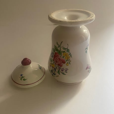 C 20世紀後半　リュネヴィル　プチ　ポ・ド・ファーマシー　花柄　ポリクローム