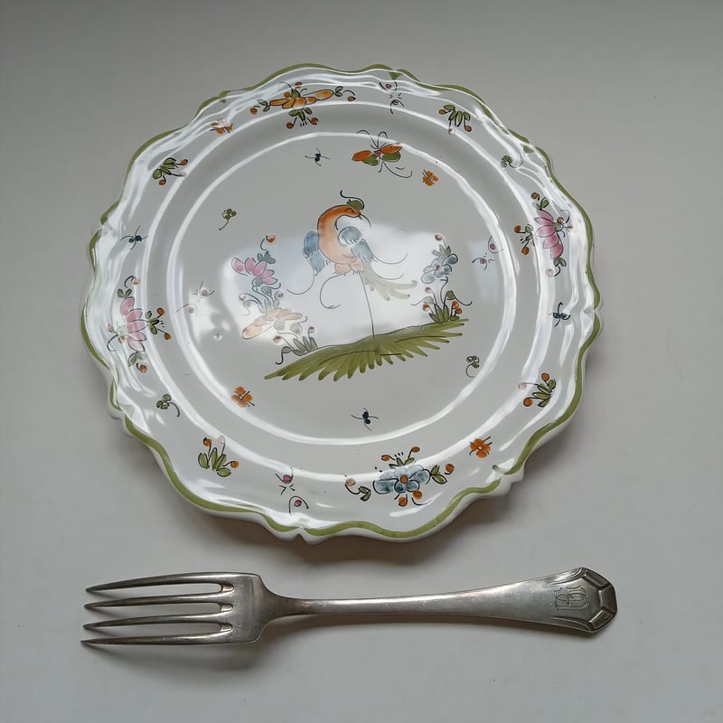 20世紀後半 ムスティエ TR サイン ディナープレート フェニックス柄