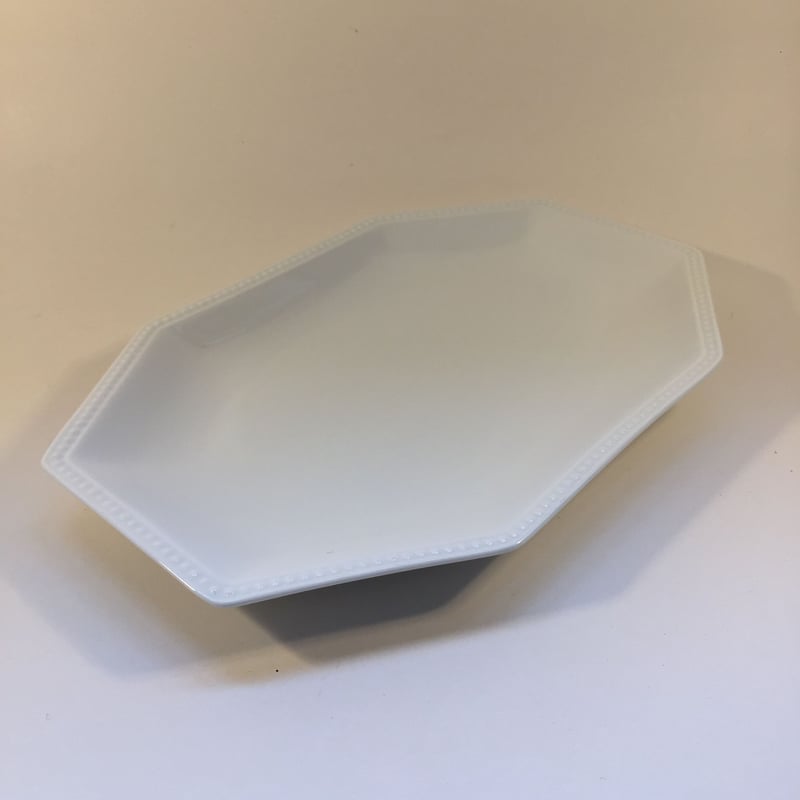 フランスヴィンテージ リュネヴィル パールリムオクトゴナルプレート 2枚セット オーバルプレート2.BORDURE フランスアンティーク食器 Luneville