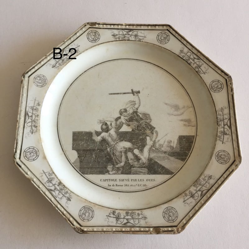 超希少 初期クレイユ ドデカゴナル② ムスティエロンウィリュネヴィルキュノワール 19世紀前半 クレイユ デザートプレート オクトゴナル グリザイユ