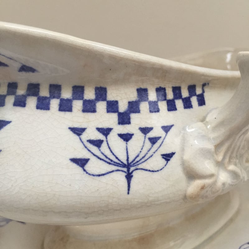 19世紀世紀後半 クレイユ・エ・モントロー ソーシエ ダミエ ブルー