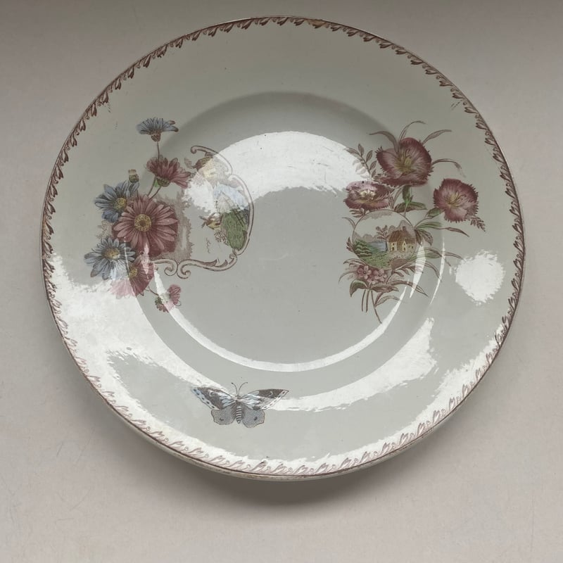 フランスアンティーク　サンタマンディナープレートset6枚　花柄リム フランスアンティーク サンタマンディナープレートset6枚 花柄リム