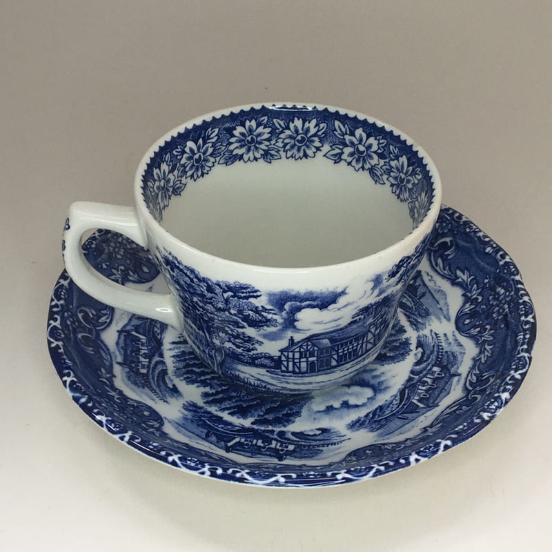 グリンドレー カップ＆ソーサー 風景画 ブルー 3点セット