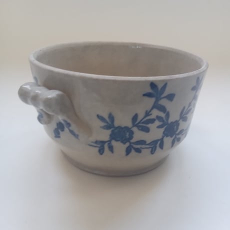１９００年　サン・ヴァリエール　キャセロール（蓋なし）グレ　ブルーの小花柄