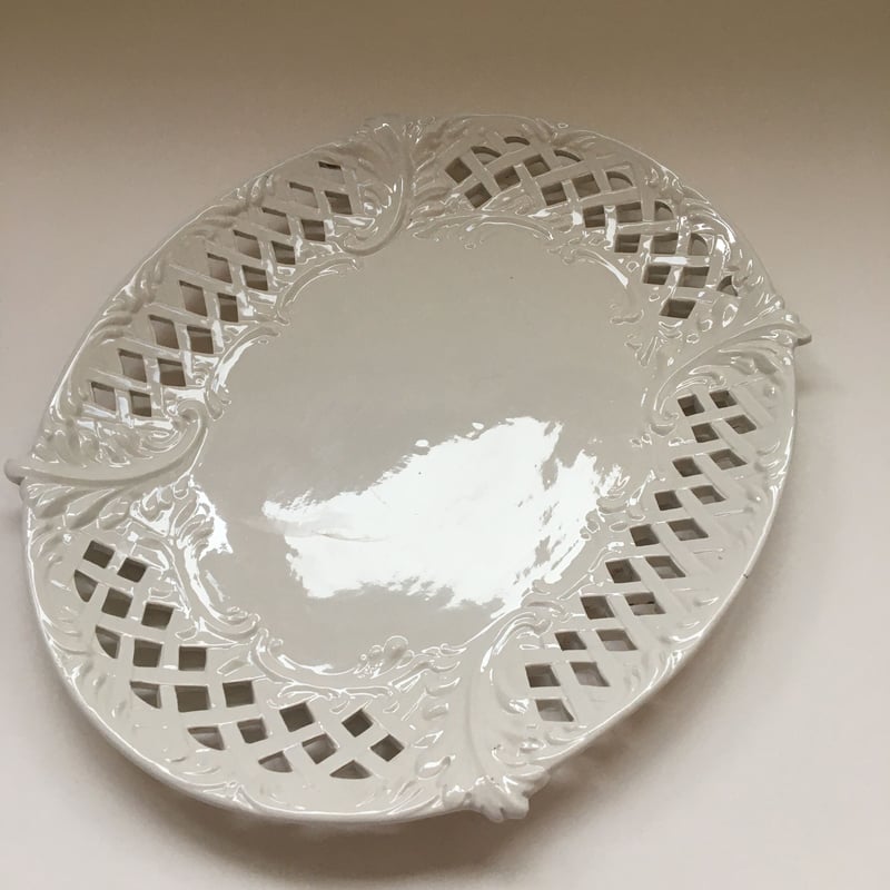 19世紀 イタリア製 レース・プレート 楕円形大皿 白陶器 | campagne