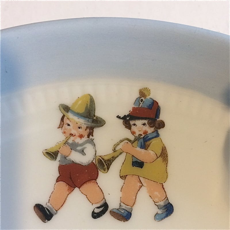 1920年代 リモージュ 子供用 保温皿 ポーセレン イラスト