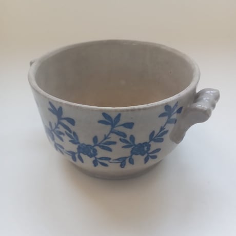 １９００年　サン・ヴァリエール　キャセロール（蓋なし）グレ　ブルーの小花柄