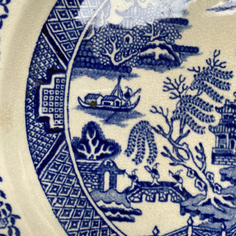 19世紀 リュネヴィル デザートプレート ブルー・ウィロー柄 1−5