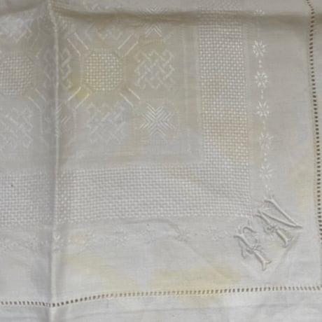 20世紀前半　セルヴィエット　メティス　イニシャルFN 　刺繍　５点セット