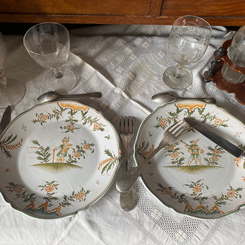 希少4枚セット◆美品エミールテシエパールレリーフ小皿クレイユモントロームスティエ 1920年代 マリコルヌ エミール・テシエ ディナープレート