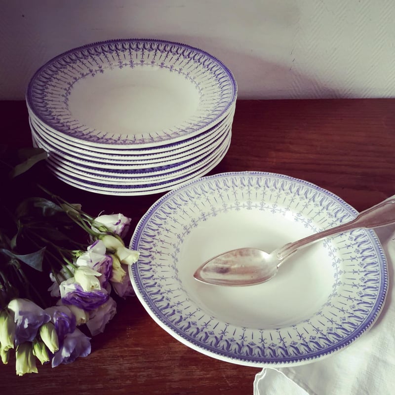 フランス/クレイユ・エ・モントロー/ 19世紀後期/フローラル深皿 IMG_8163_1_grande.jpg?v=1640506470