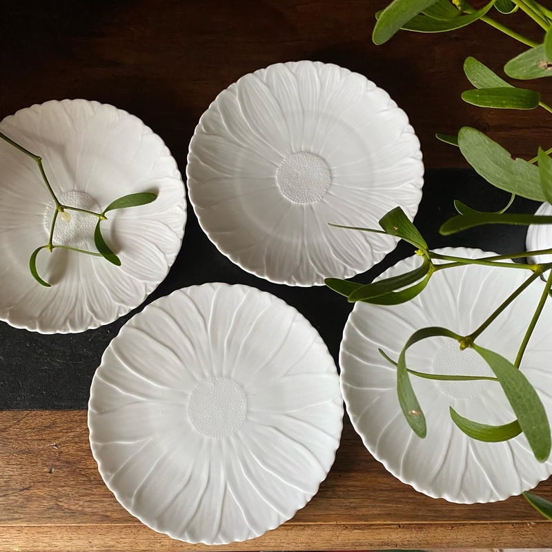 MarieDaageリモージュ デザートプレート パープルピンク ストライプ