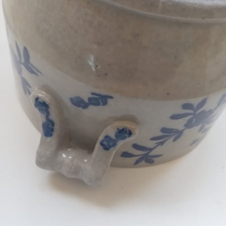 １９００年　サン・ヴァリエール　キャセロール（蓋なし）グレ　ブルーの小花柄