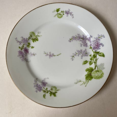 1900年代　リモージュ　J.B.T et cie 　ベルポー　デザート・プレート　リラとブール・ド・ネージュ柄　1−１２