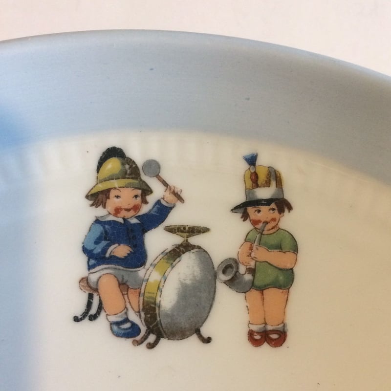 1920年代 リモージュ 子供用 保温皿 ポーセレン イラスト