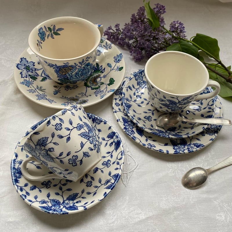 20世紀後半 メイソンズ ベルべデーレ カップ＆ソーサー ブルーのバラ柄