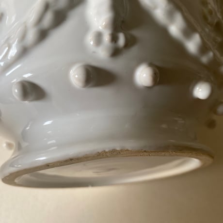 C 20世紀中期　マリコルヌ　エミール・テシエ　ポプリ(蓋なし)　白い陶器　アジュレ