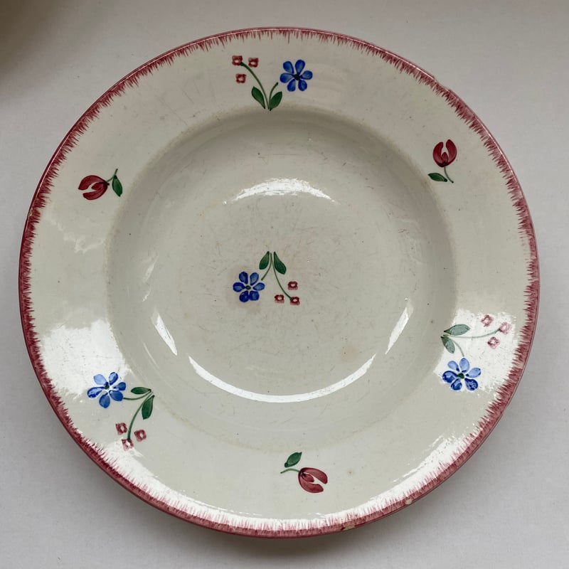 フランスアンティークバドンヴィレースーププレート鳥花