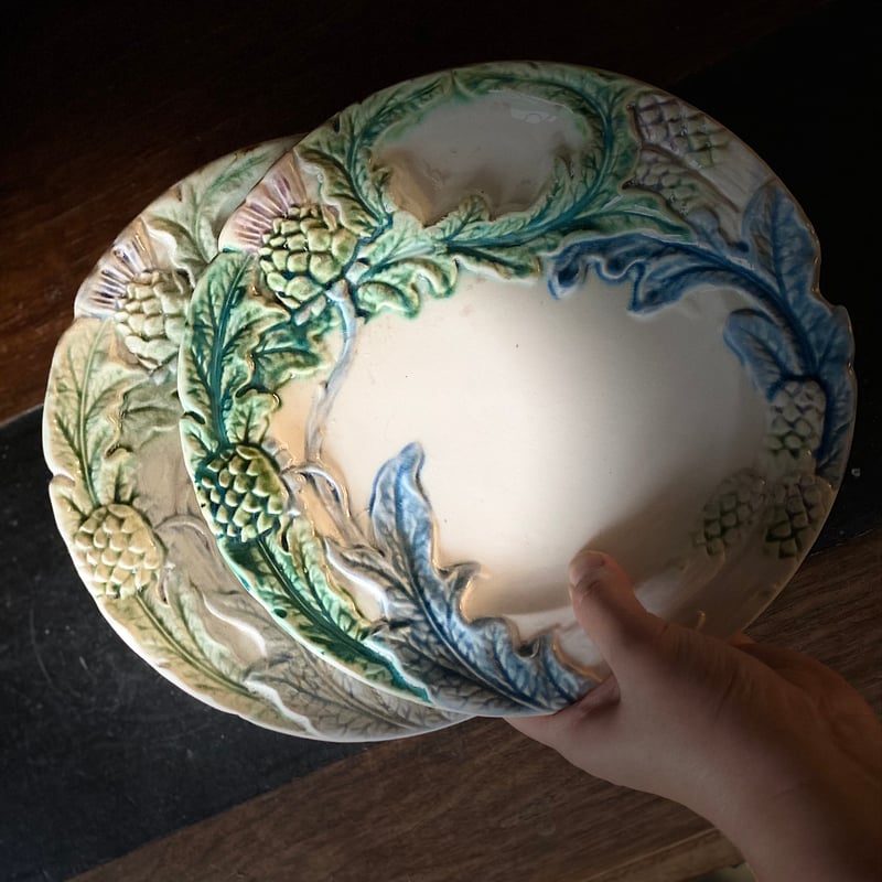 19世紀 フィヴ・リール アスパラガス・アーティチョーク・プレート