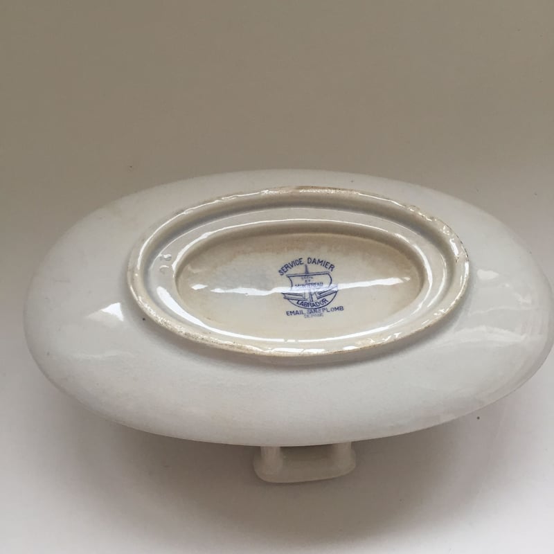 19世紀世紀後半 クレイユ・エ・モントロー ソーシエ ダミエ ブルー