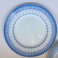 １９世紀後半　クレイユ・エ・モントロー　フローラ・ロカイユ　ブルー　大皿　３１cm １－２