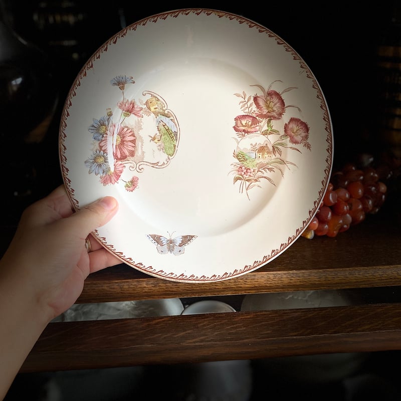 1900年 サンタマン カルテル ディナー・プレート ポリクローム お花と