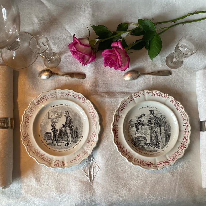 フランス　クレイユエモントロー フローラ デザートプレート　２枚セット フランス クレイユエモントロー フローラ デザートプレート 2枚セット