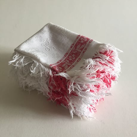 1940年代 ナプキン コットン レッドライン イニシアル刺繍入り
