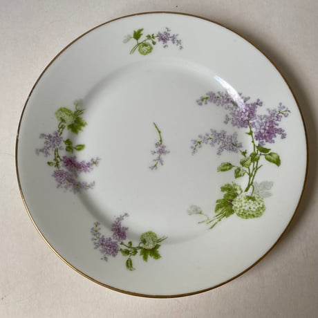 1900年代　リモージュ　J.B.T et cie 　ベルポー　デザート・プレート　リラとブール・ド・ネージュ柄　1−１２