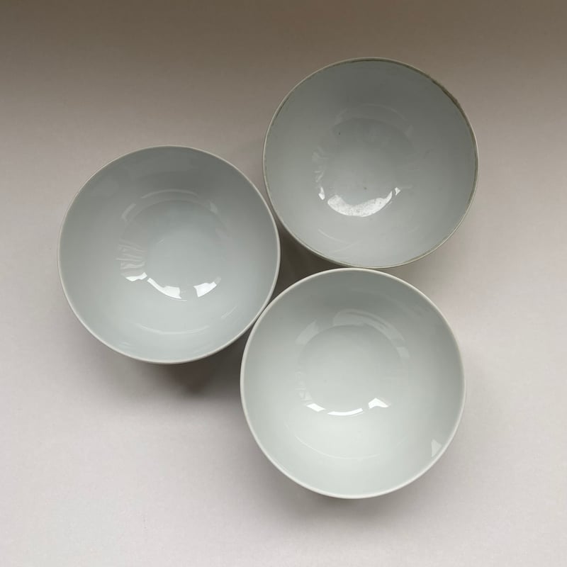 20世紀後半 リモージュ カフェ・オ・レボウル 白磁 丸 13、5cm 3点