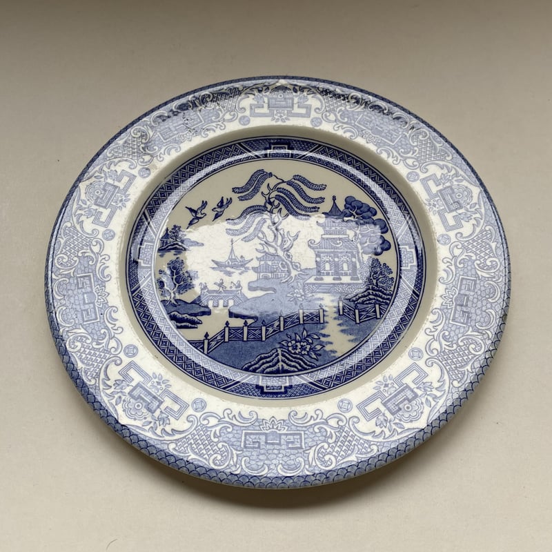 イギリスアンティーク 保温プレート ブルー＆ホワイト 19世紀 イギリス