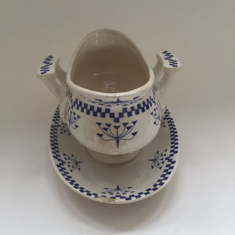 19世紀世紀後半 クレイユ・エ・モントロー ソーシエ ダミエ ブルー