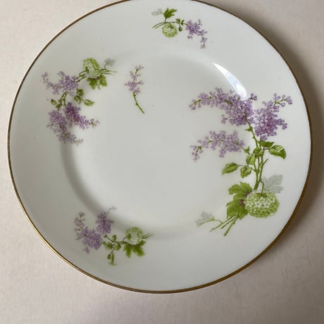 1900年代　リモージュ　J.B.T et cie 　ベルポー　デザート・プレート　リラとブール・ド・ネージュ柄　1−１２