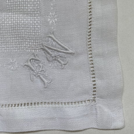 20世紀前半　セルヴィエット　メティス　イニシャルFN 　刺繍　５点セット