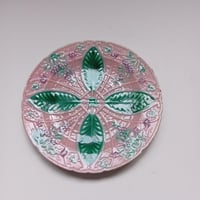 19世紀　バルボティーヌ　デザート・プレート　ぶどうと葉っぱモチーフ　ピンクとグリーン　１−２