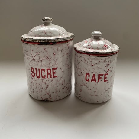 20世紀前半 ボワッタジゴーニュ　白とルージュ　シュクルとカフェ　2点セット