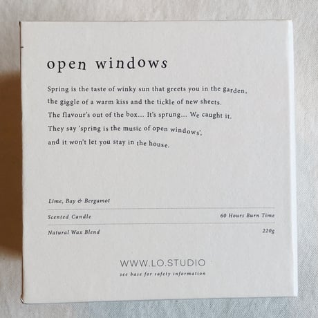 LO ロー ヴィーガンフレグランスキャンドル  open windows (オープン ウィンドウズ)